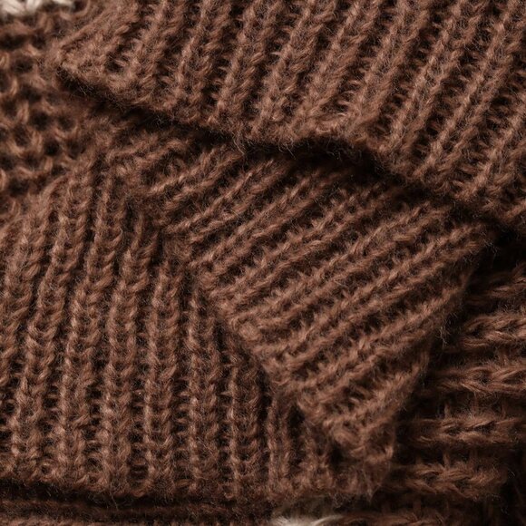 Chocolate Brown Casual Women's Striped Loose Fit Crew Neck Sweater - Picture 7 of 7